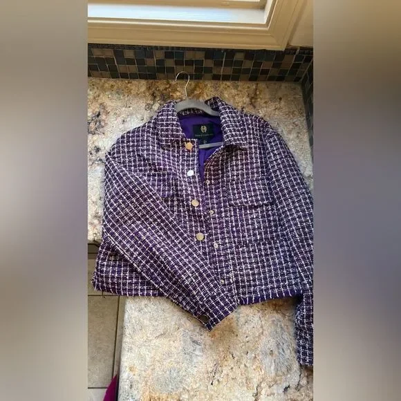House of Harlow Purple Tweed Jacket with Gold Buttons - Picture 6 of 6